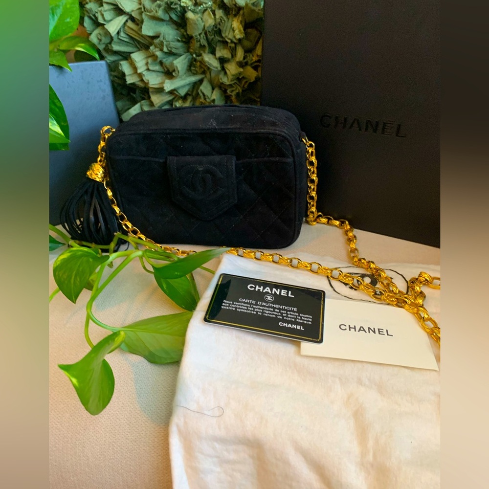 Chanel RARE 1980s Bijoux Black Suede Camera Bag